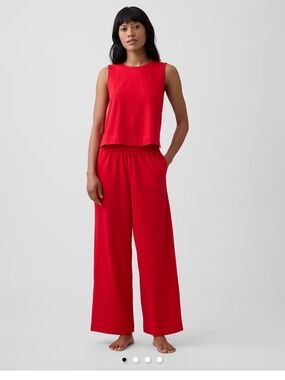 GAP 100% Cotton Red Tank and Wide-Leg Pants Set